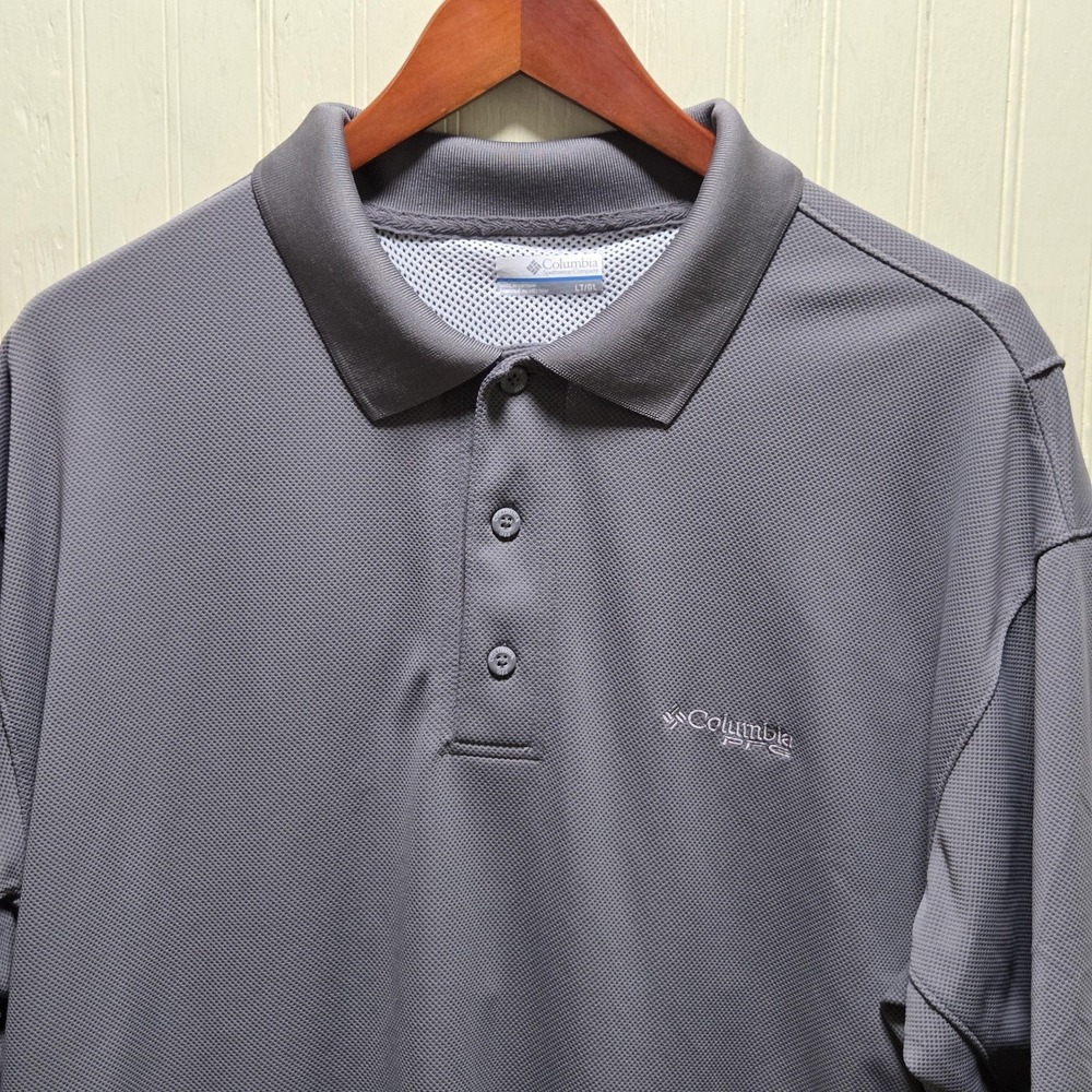Columbia PFG Omni-Shade Polo Shirt Mens LT Gray Short Sleeve Fishing Top